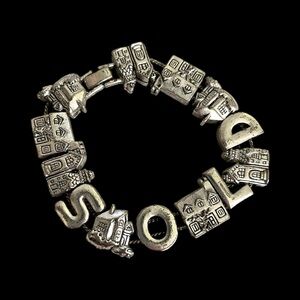 Silver-tone Slider Vintage Charm Bracelet, SOLD, Realtor w/Houses & Buildings.
